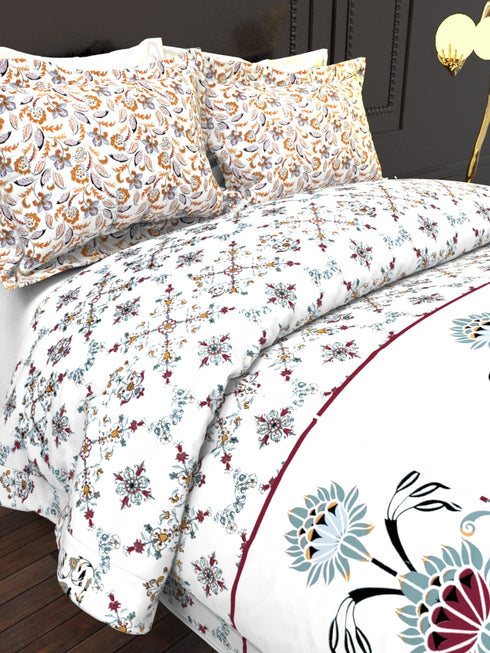 The White Moss DC London Double Bed 100% Cotton bedsheet with 2 pillow covers