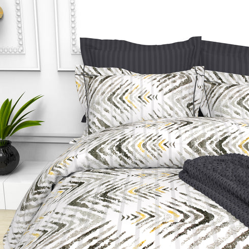 Christie 100% Cotton Striped Satin 220 TC King size Bed Linen Set with 4 Pillow Covers -1