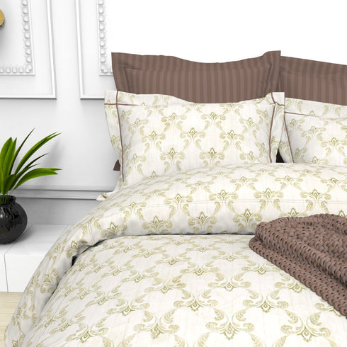 Christie 100% Cotton Striped Satin 220 TC King size Bed Linen Set with 4 Pillow Covers -1