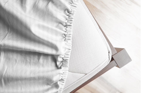 Blanc 100% Cotton Self Striped Satin 210 TC Fitted sheet with 2 pillow covers