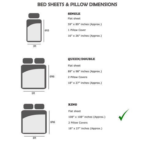 COCO KING 100% COTTON 160 TC KINGSIZE BEDSHEET WITH 2 PILLOW COVERS-1B