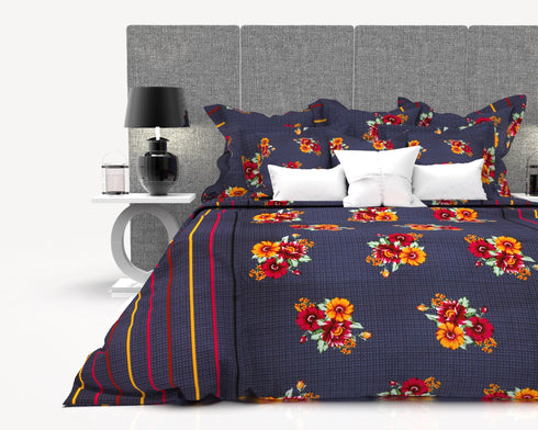 COCO KING 100% COTTON 160 TC KINGSIZE BEDSHEET WITH 2 PILLOW COVERS-11B