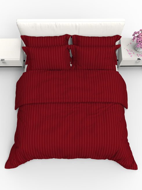 Blanc Dark Solid Color 100% Cotton Striped Satin 220 TC 3 Piece Bedding Set