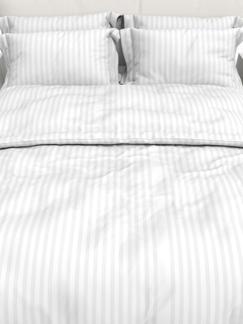 Blanc Dark Solid Color 100% Cotton Striped Satin 220 TC 3 Piece Bedding Set