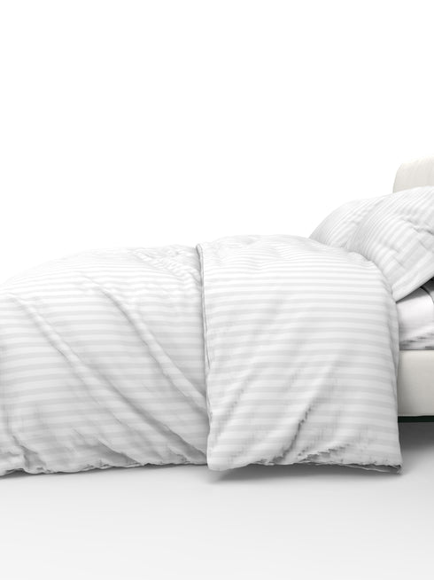 Blanc Dark Solid Color 100% Cotton Striped Satin 220 TC 3 Piece Bedding Set