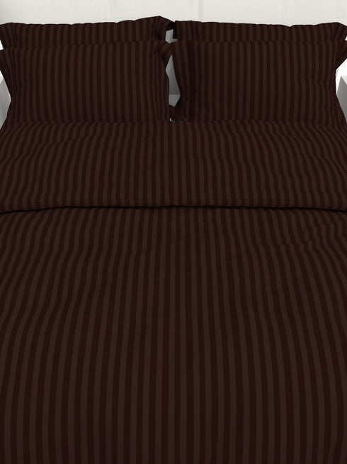Blanc Dark Solid Color 100% Cotton Striped Satin 220 TC 3 Piece Bedding Set