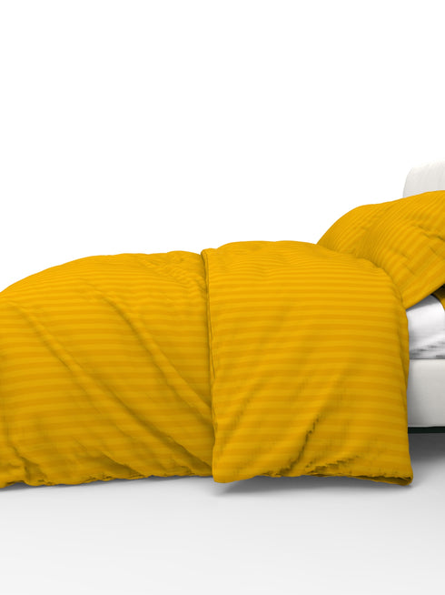 Blanc Dark Solid Color 100% Cotton Striped Satin 220 TC 3 Piece Bedding Set