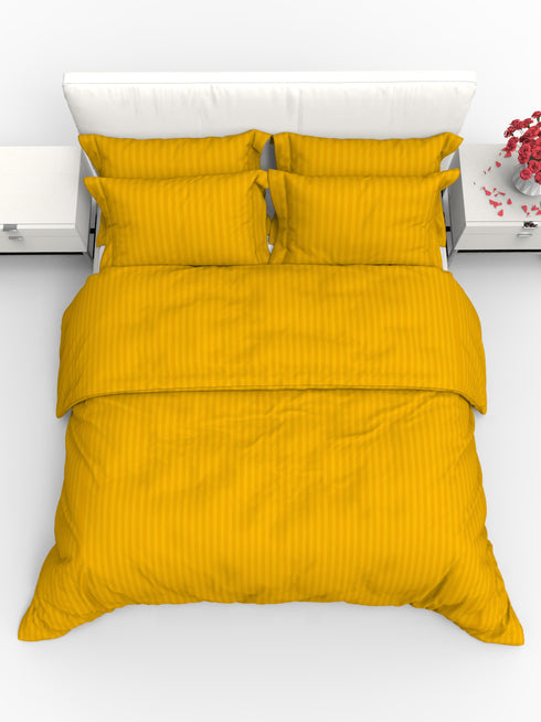 Blanc Dark Solid Color 100% Cotton Striped Satin 220 TC 3 Piece Bedding Set