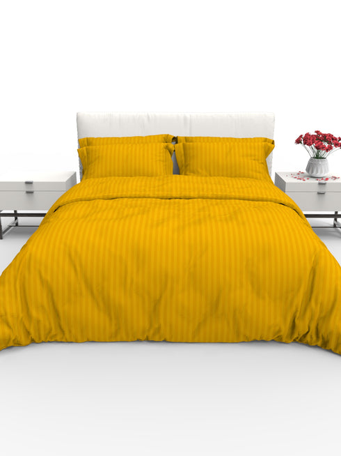 Blanc Dark Solid Color 100% Cotton Striped Satin 220 TC 3 Piece Bedding Set