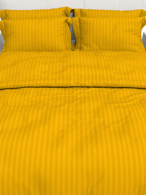 Blanc Dark Solid Color 100% Cotton Striped Satin 220 TC 3 Piece Bedding Set