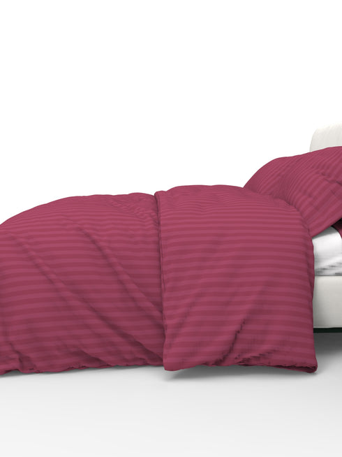 Blanc Dark Solid Color 100% Cotton Striped Satin 220 TC 3 Piece Bedding Set