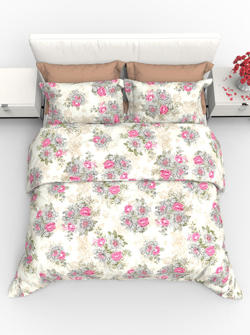 Carmel King 100% Cotton Satin King Size Bedsheet with 2 Pillow Covers - Extra Soft - 220 TC Satin Weave - 1