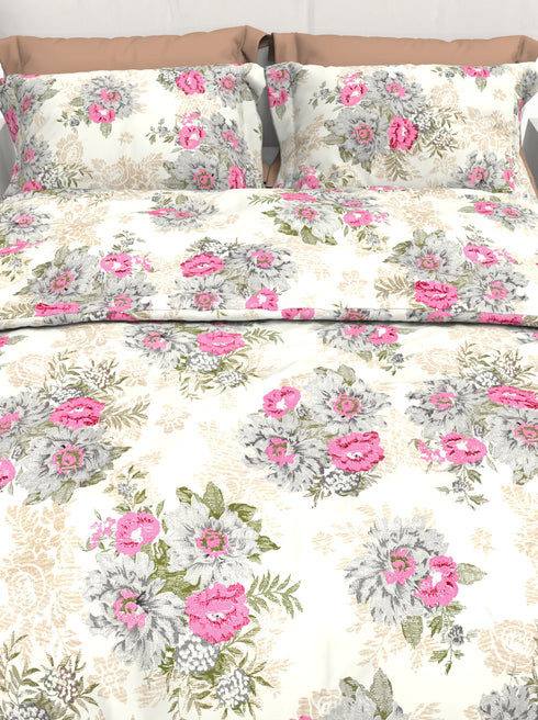 Carmel King 100% Cotton Satin King Size Bedsheet with 2 Pillow Covers - Extra Soft - 220 TC Satin Weave - 1