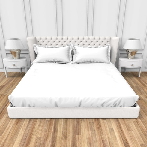 Alley Solid 100% Cotton 300 TC Fitted Sheet with 2 Pillow covers- Extra Soft - Easy Care- Hyperallergenic