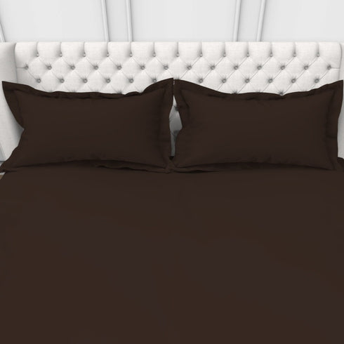 Alley Solid 100% Cotton 300 TC Fitted Sheet with 2 Pillow covers- Extra Soft - Easy Care- Hyperallergenic