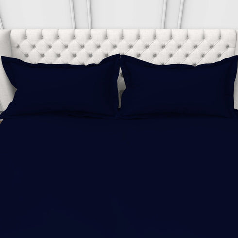 Alley Solid 100% Cotton 300 TC Fitted Sheet with 2 Pillow covers- Extra Soft - Easy Care- Hyperallergenic