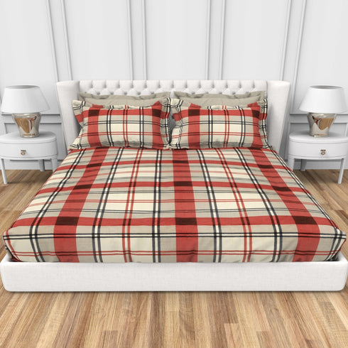 Carmel 100 % Cotton Satin 220 TC Fitted Sheet Set With 2 Pillow Cover - 4