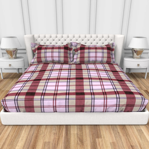 Carmel 100 % Cotton Satin 220 TC Fitted Sheet Set With 2 Pillow Cover - 4