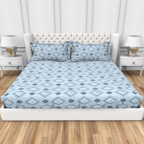 Carmel 100 % Cotton Satin 220 TC Fitted Sheet Set With 2 Pillow Cover - 3