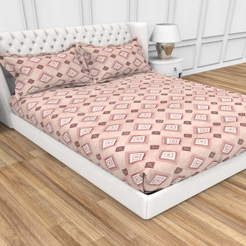 Carmel 100 % Cotton Satin 220 TC Fitted Sheet Set With 2 Pillow Cover - 3