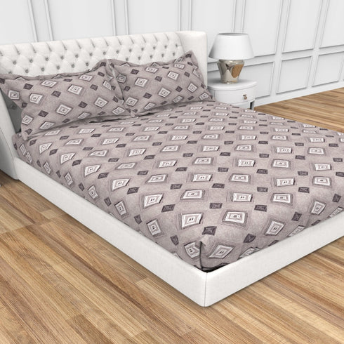 Carmel 100 % Cotton Satin 220 TC Fitted Sheet Set With 2 Pillow Cover - 3