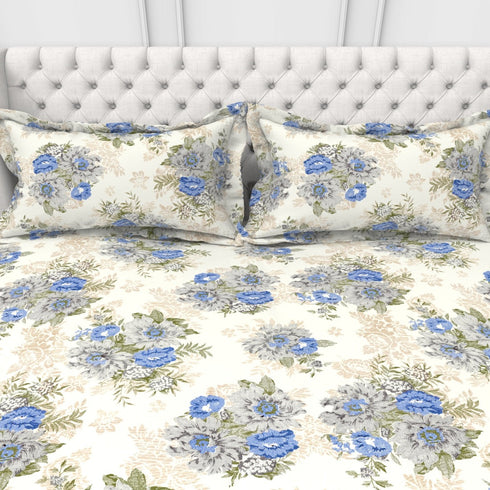 Carmel 100 % Cotton Satin 220 TC Fitted Sheet Set With 2 Pillow Cover - 1