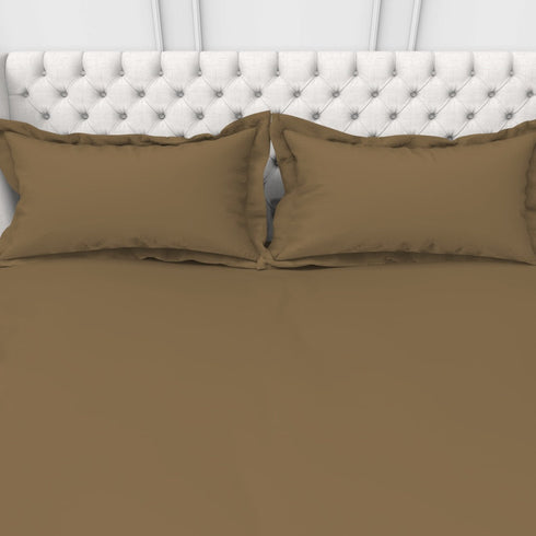 Alley Solid 100% Cotton 300 TC Fitted Sheet with 2 Pillow covers- Extra Soft - Easy Care- Hyperallergenic