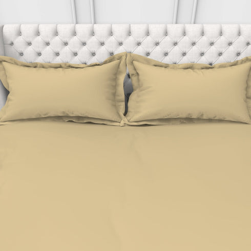 Alley Solid 100% Cotton 300 TC Fitted Sheet with 2 Pillow covers- Extra Soft - Easy Care- Hyperallergenic