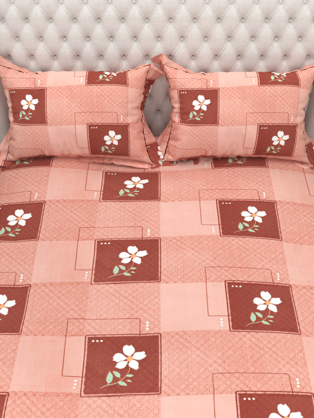 Clay Double Bed Pure Cotton Sheet Set - Pink Maroon