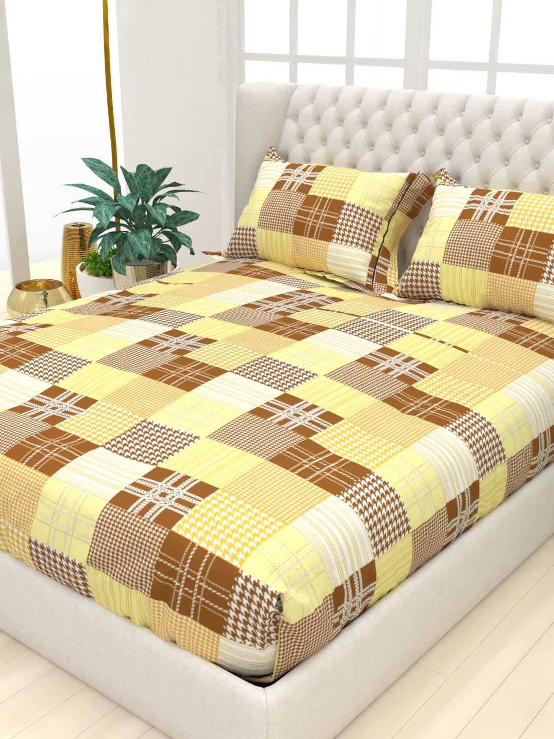 Clay Double Bed Pure Cotton Sheet Set - Muted Brown