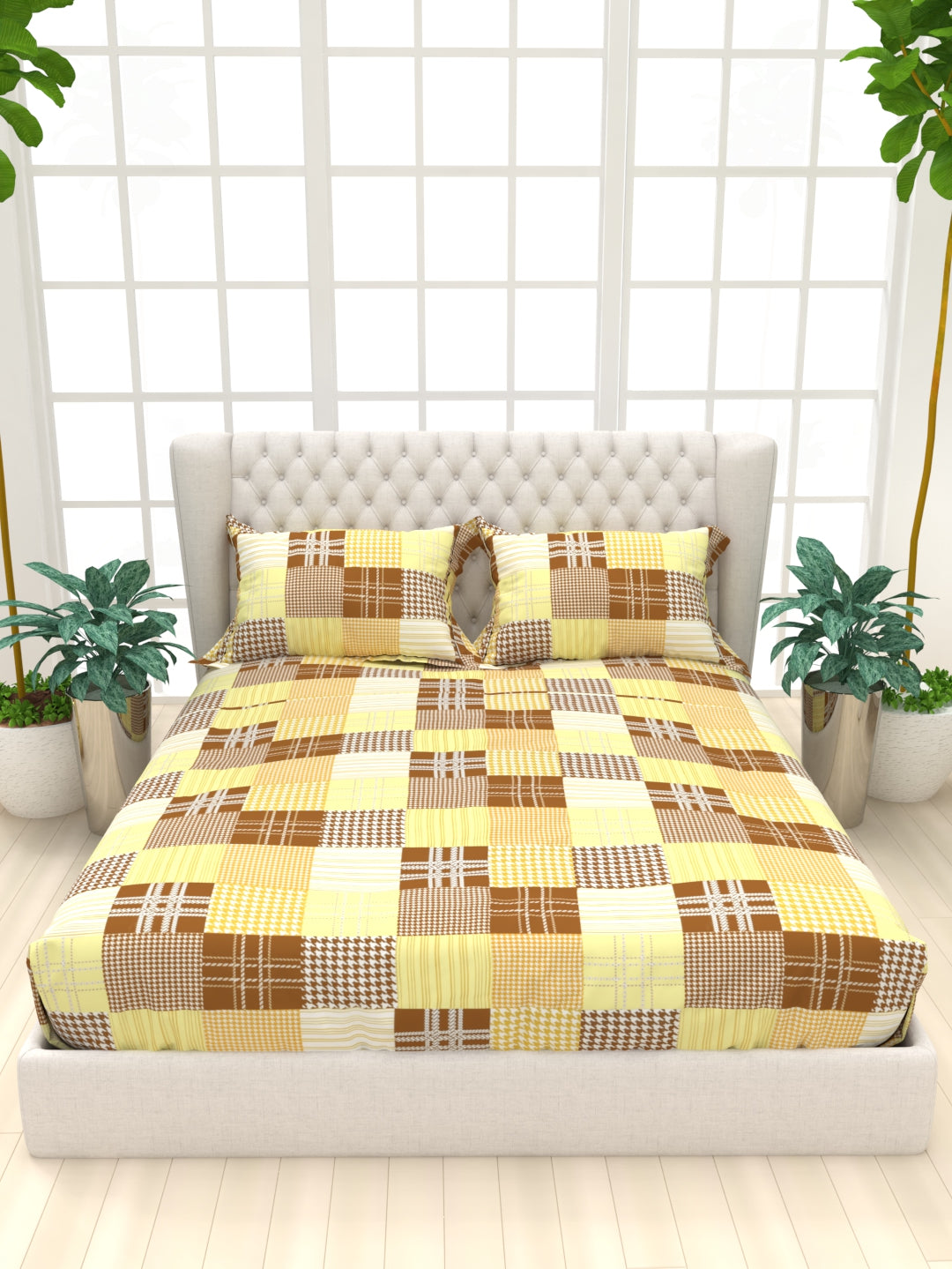 Clay Double Bed Pure Cotton Sheet Set - Muted Brown