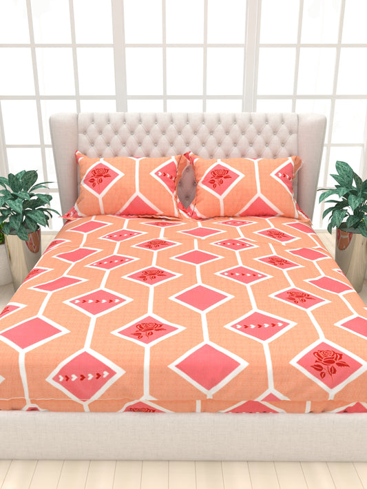 Clay Double Bed Pure Cotton Sheet Set - Peach