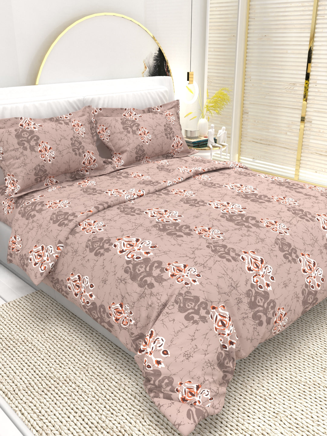 Clay Double Bed Pure Cotton Sheet Set - Dusty Rose