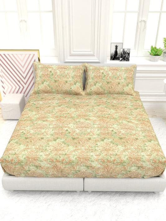 Georgia Double Size Satin Twill Bedsheet Set - Taupe & Peach