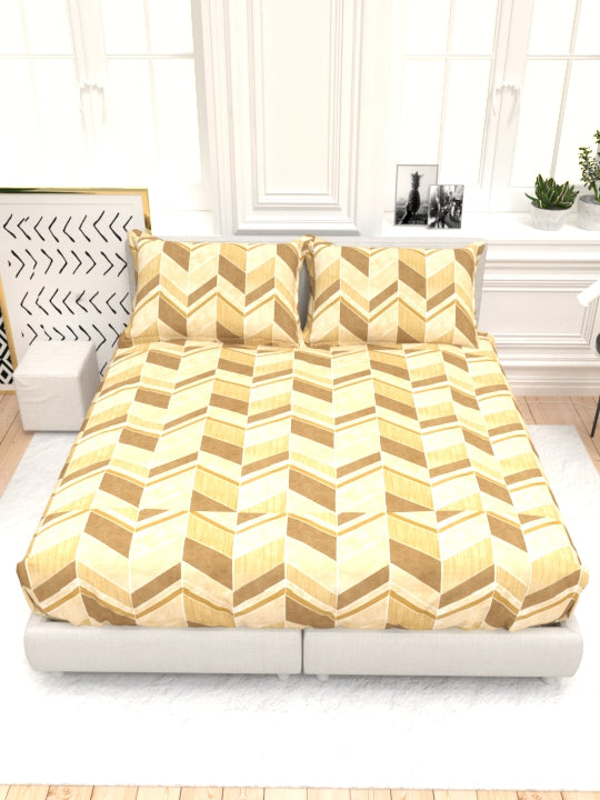 Clay Double Bed Pure Cotton Sheet Set - Amber Brown