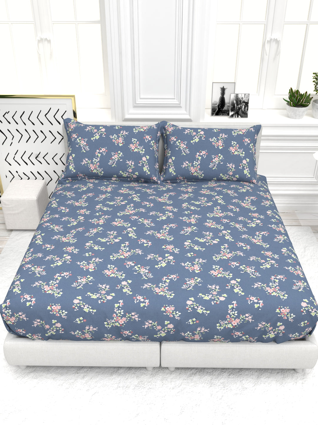 Cider Double Bed Micro-Cotton Sheet Set - Blue