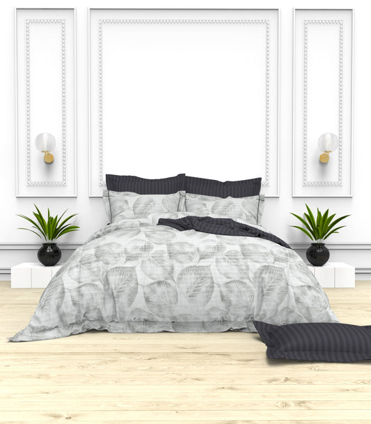 Christie King Size Self-Striped Satin Bedsheet Set (4 Pillow Covers)