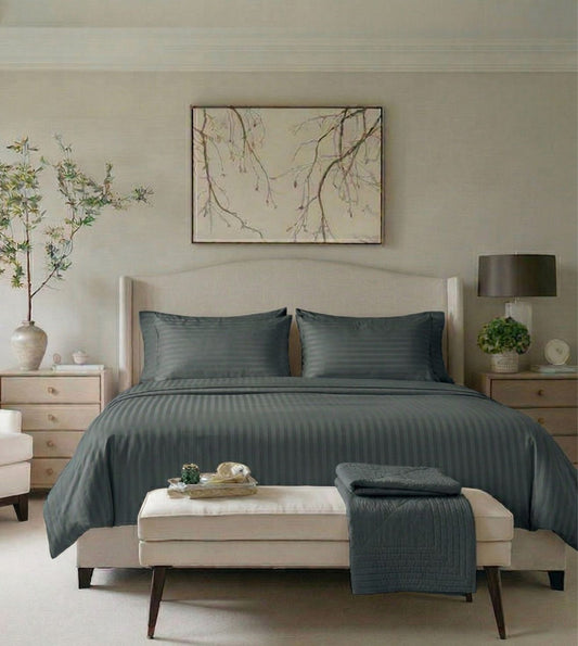 Sapphire 3-Piece 100% Cotton Satin Bedsheet Set - Grey