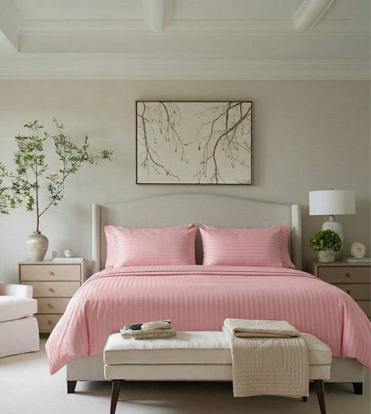 Sapphire 3-Piece 100% Cotton Satin Bedsheet Set - Powder Pink
