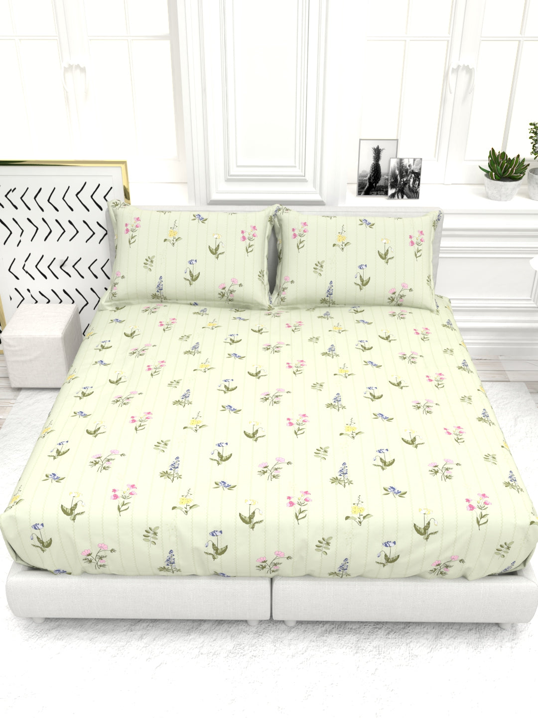 Cider Double Bed Micro-Cotton Sheet Set - Sage Green
