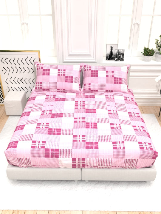 Clay Double Bed Pure Cotton Sheet Set - Dusty Pink