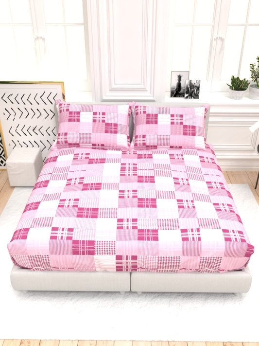 Clay Double Bed Pure Cotton Sheet Set - Dusty Pink