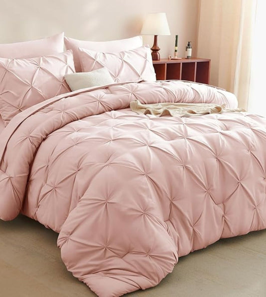 Dune Hand-Crafted Pin Tuck Comforter Set (400Tc Satin) - Purple