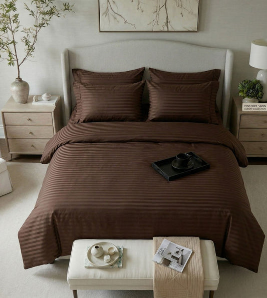 Sapphire 3-Piece 100% Cotton Satin Bedsheet Set - Chocolate Brown