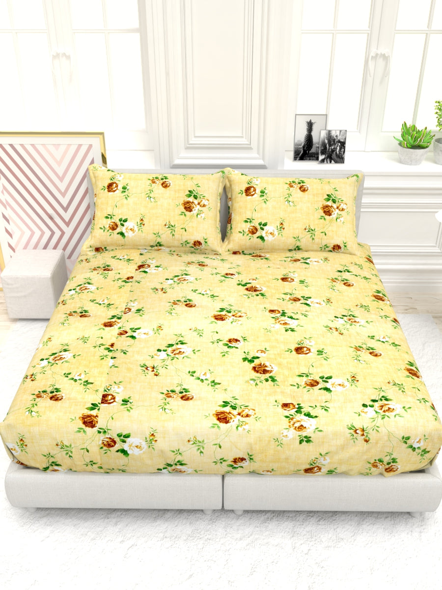 Georgia Double Size Satin Twill Bedsheet Set - Beige Yellow