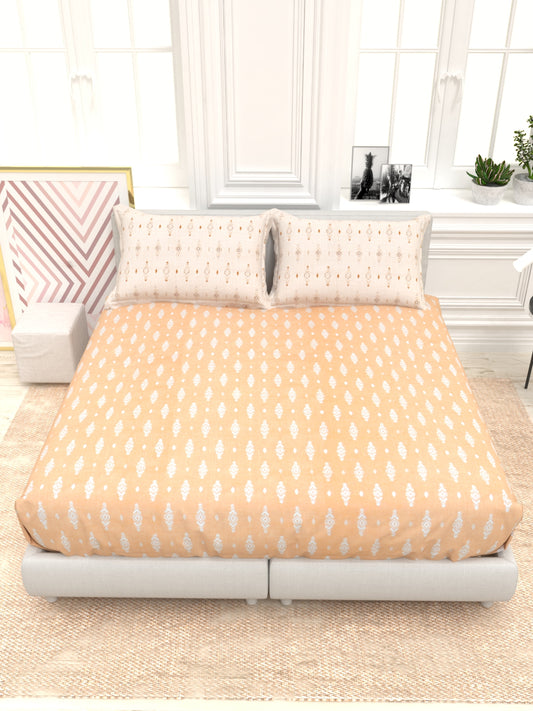 Orchid King Size Percale Bedsheet Set - Peach