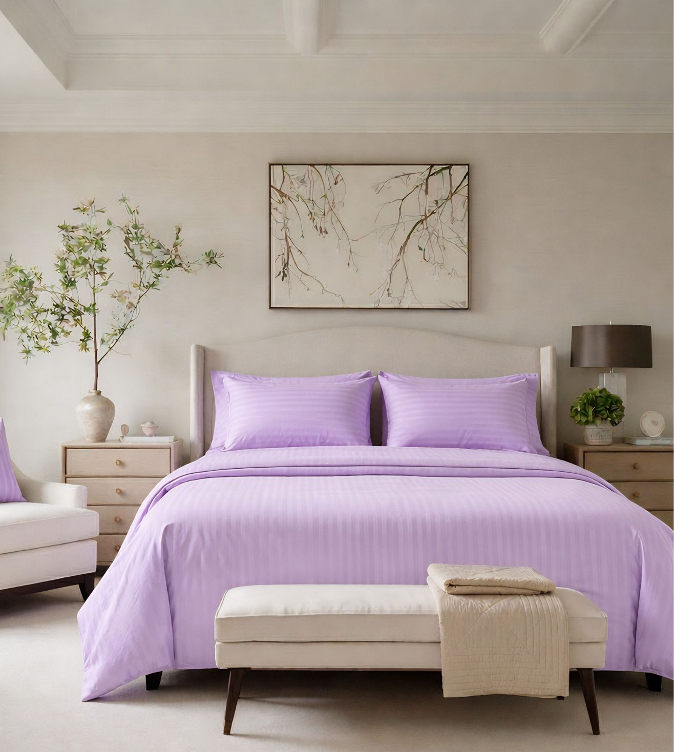 Sapphire 3-Piece 100% Cotton Satin Bedsheet Set - Lavender
