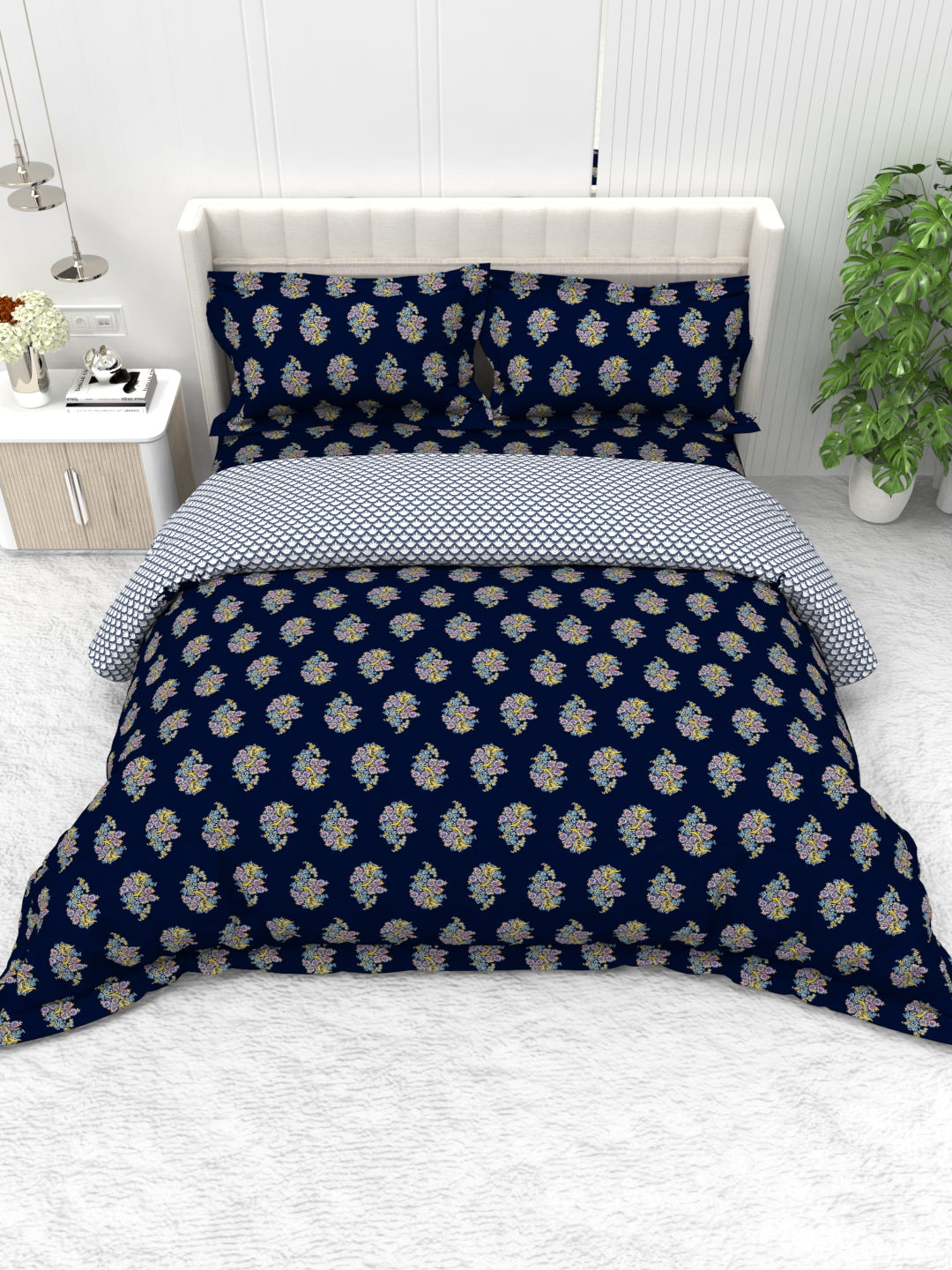 Shelton Combo of King Size Comforter with Bedsheet Set