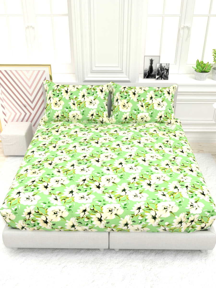 Georgia Double Size Satin Twill Bedsheet Set - Lime Green