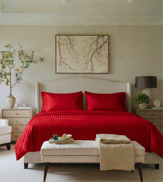 Sapphire 3-Piece 100% Cotton Satin Bedsheet Set - Red